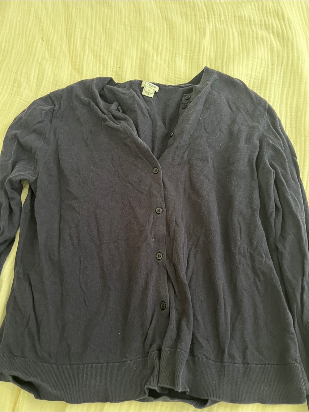 J Crew Classic Women's Navy Button-Front Cardigan Sweater